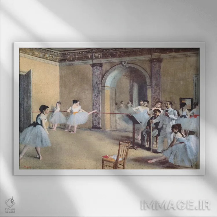 تابلو تالار رقص در اپرا اثر ادگار دگا (نقاش و مجسمهساز فرانسوی) - نمای قابدار سفید