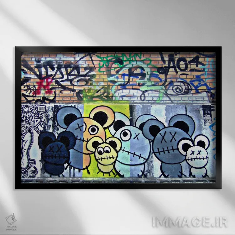 تابلو نقاشی دیواری عمدتاً موشها اثر هنرمند ناشناس - نمای قابدار مشکی