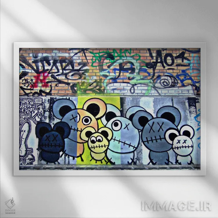 تابلو نقاشی دیواری عمدتاً موشها اثر هنرمند ناشناس - نمای قابدار سفید