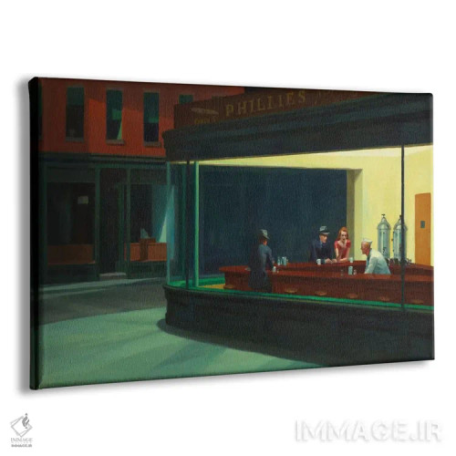 تابلو آسمانشبها، ۱۹۴۲ (شاهکار هنری) اثر ادوارد هاپر (نقاش آمریکایی سبک رئالیسم) - نمای پرسپکتیو محصول