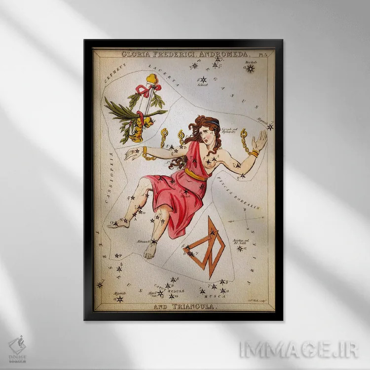 تابلو گلوریا فردریچی، آندرومدا و مثلث اثر سیدنی هال - نمای قابدار مشکی