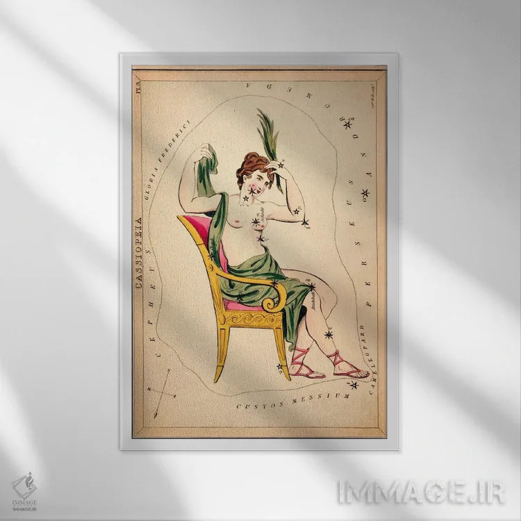 تابلو ذاتالکرسی، ۱۸۲۵ (صورت فلکی) اثر سیدنی هال - نمای قابدار سفید