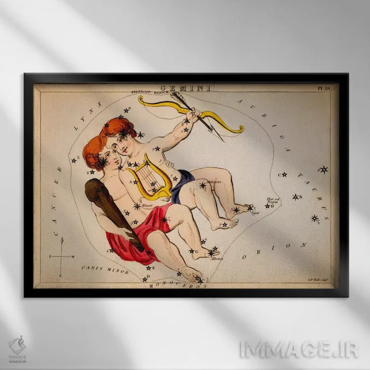 تابلو دوقلوها (صورت فلکی) اثر سیدنی هال - نمای قابدار مشکی