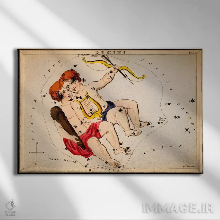 تابلو دوقلوها (صورت فلکی) اثر سیدنی هال - نمای روبهرو روی دیوار
