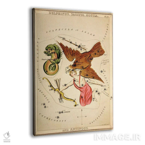 تابلو دلفین، پیکان، عقاب و آنتینوس (صورتهای فلکی) اثر سیدنی هال - نمای پرسپکتیو محصول