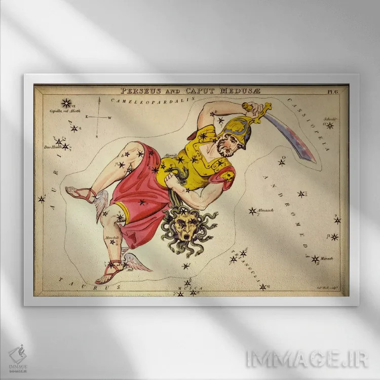 تابلو پرسئوس و سر مدوسا اثر سیدنی هال - نمای قابدار سفید