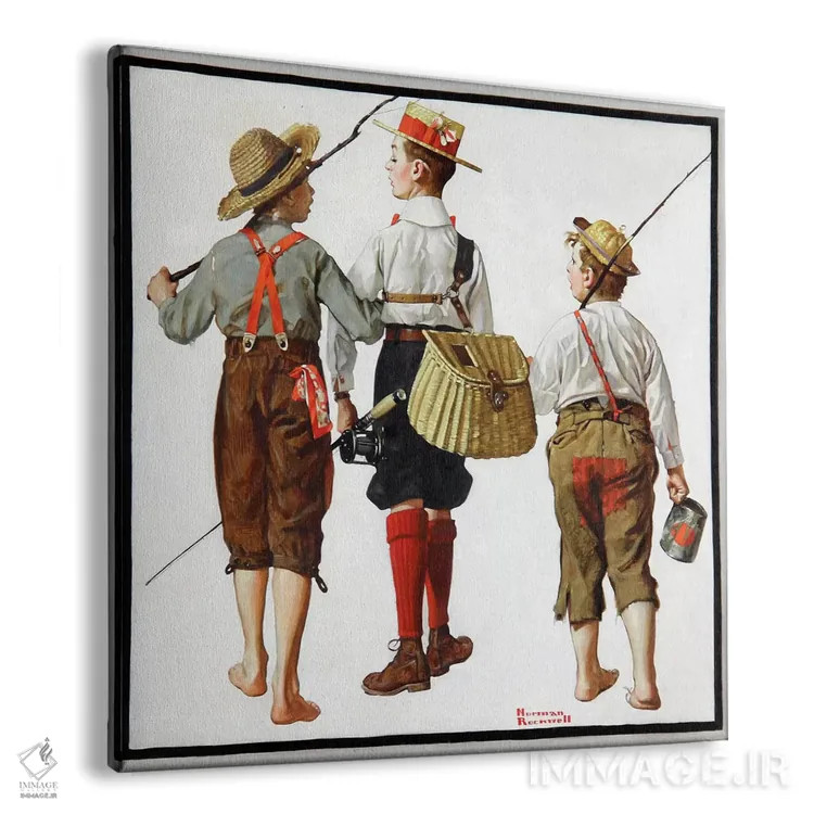 تابلو سفر ماهیگیری اثر نورمن راکول - نمای پرسپکتیو محصول