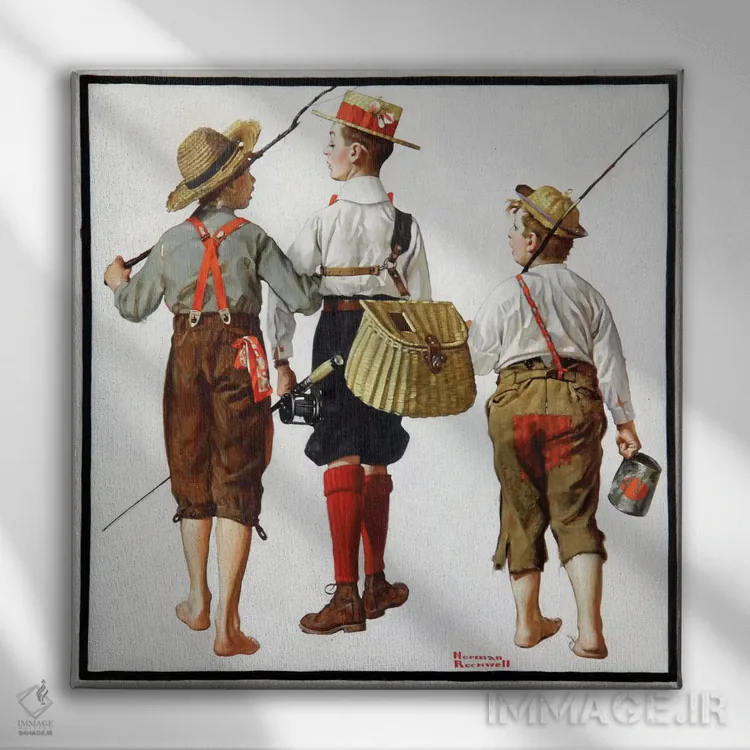 تابلو سفر ماهیگیری اثر نورمن راکول - نمای روبهرو روی دیوار