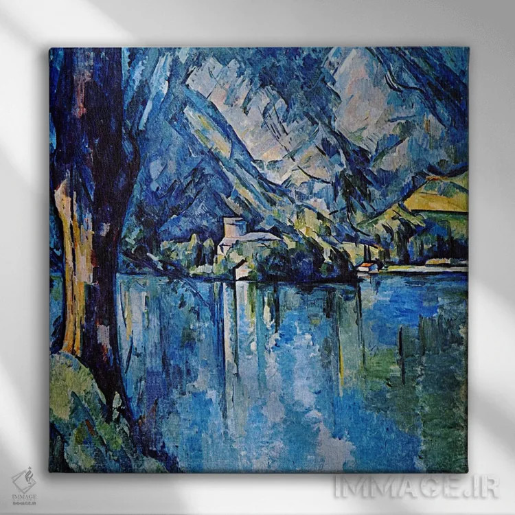 تابلو دریاچهٔ اَنسی اثر پل سزان - نمای روبهرو روی دیوار