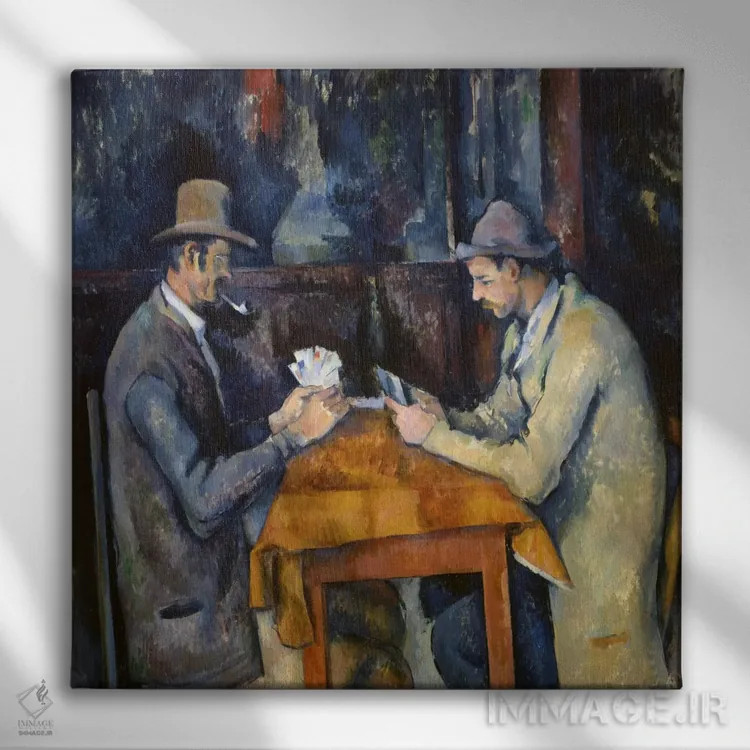 تابلو بازیکنان ورق، ۱۸۹۳-۹۶ اثر پل سزان - نمای روبهرو روی دیوار