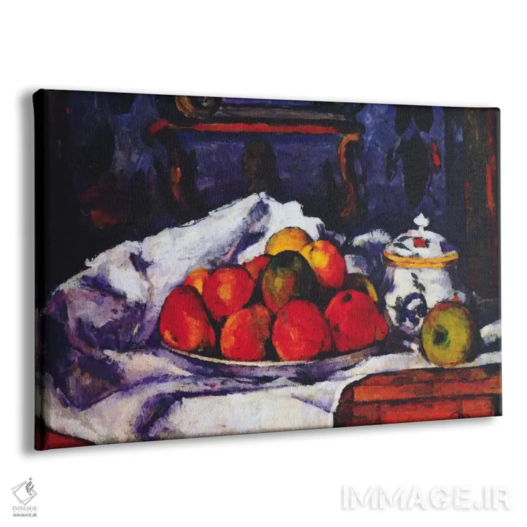 تابلو طبیعت بیجان با کاسهٔ سیب اثر پل سزان - نمای پرسپکتیو محصول