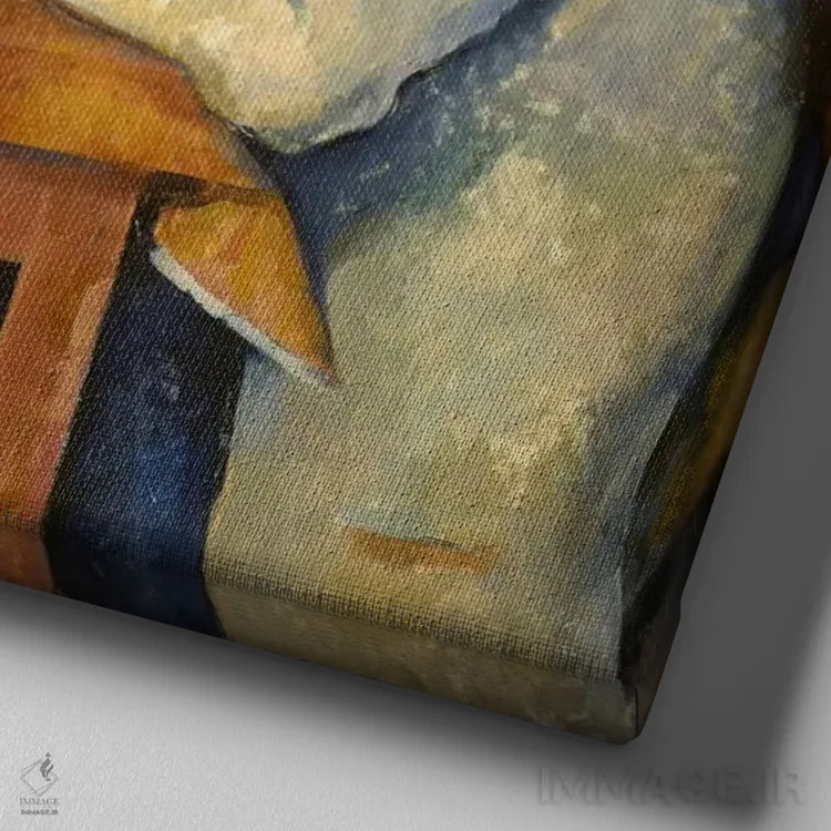 تابلو بازیکنان ورق، ۱۸۹۳-۹۶ اثر پل سزان - نمای نزدیک بافت بوم