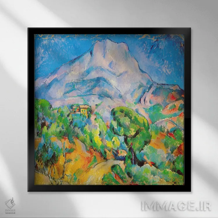 تابلو کوه سنت ویکتوار اثر پل سزان - نمای قابدار مشکی