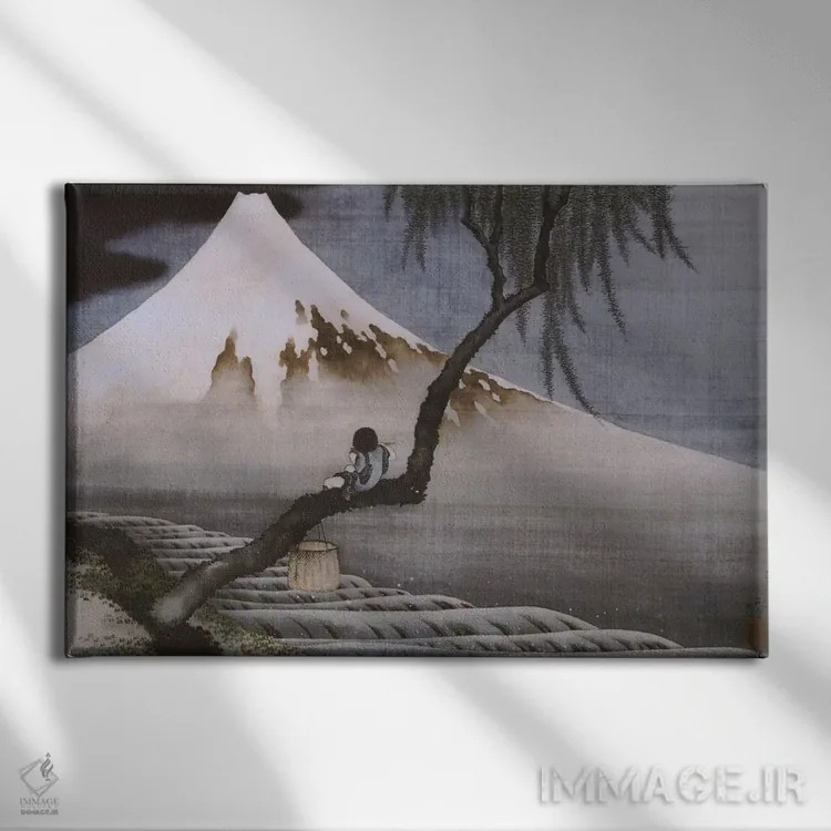 تابلو پسرک روی کوه فوجی اثر کاتسوشیکا هوکوسای (نقاش و هنرمند ژاپنی) - نمای روبهرو روی دیوار
