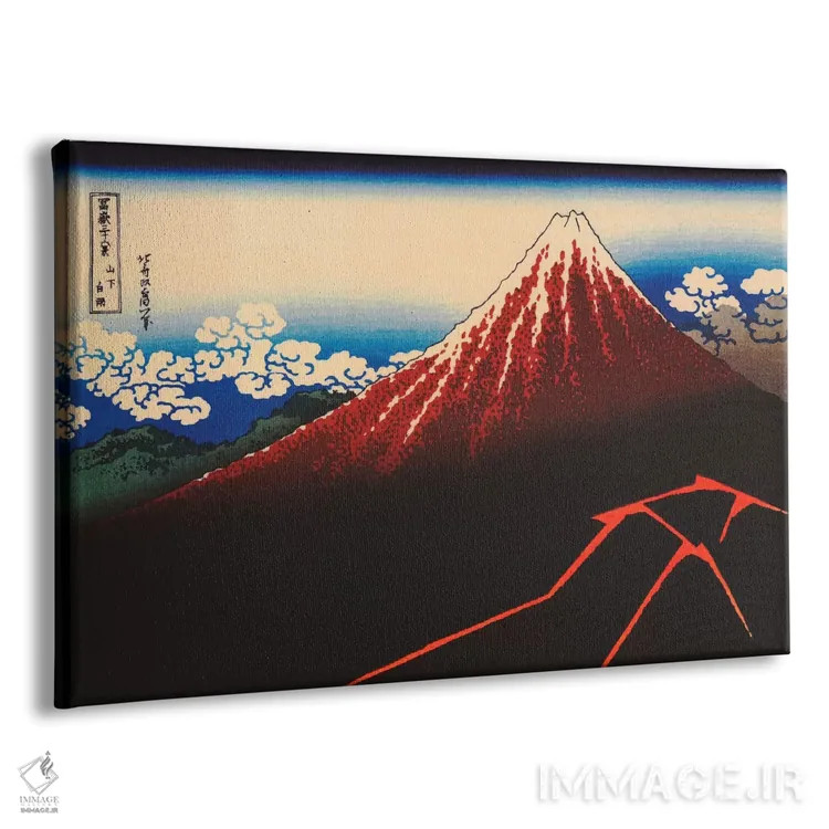 تابلو آذرخش زیر قله اثر کاتسوشیکا هوکوسای (نقاش و هنرمند ژاپنی) - نمای پرسپکتیو محصول