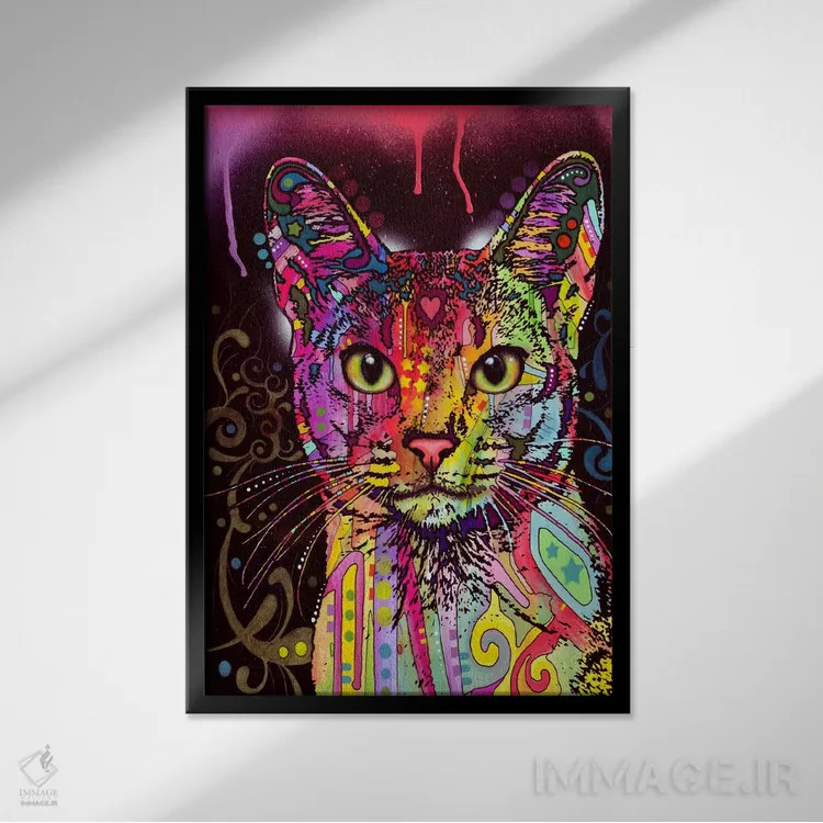 تابلو آبیسی، نژاد گربه (آبیسینی) اثر باور روسو - نمای قابدار مشکی