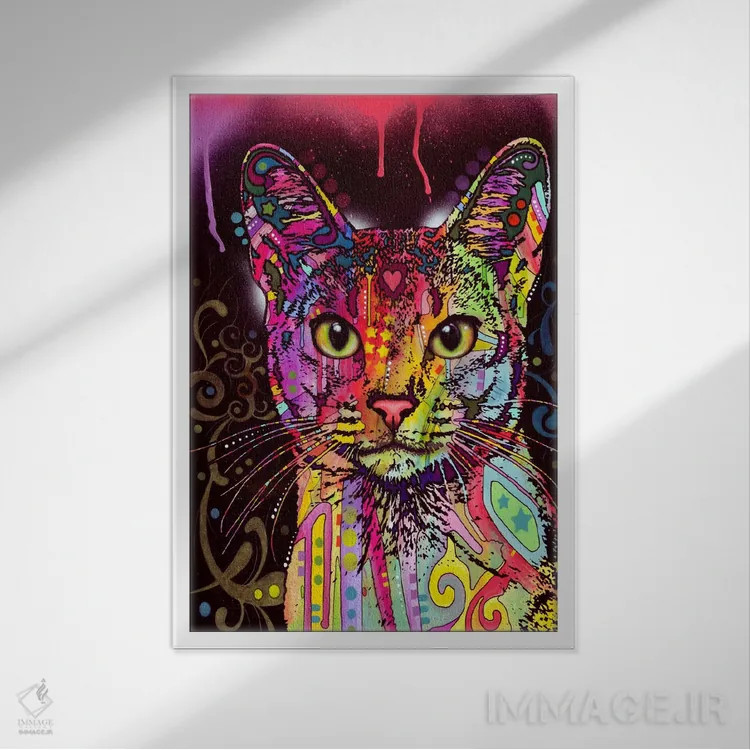 تابلو آبیسی، نژاد گربه (آبیسینی) اثر باور روسو - نمای قابدار سفید