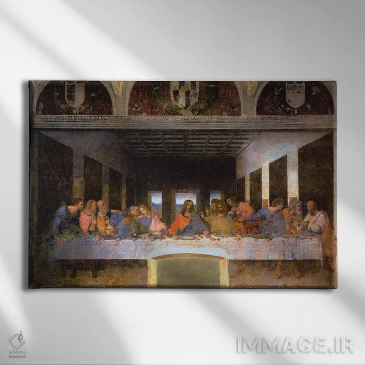 تابلو شام آخر، ۱۴۹۵-۱۴۹۸ اثر لئوناردو داوینچی (نقاش و مخترع ایتالیایی) - نمای روبهرو روی دیوار