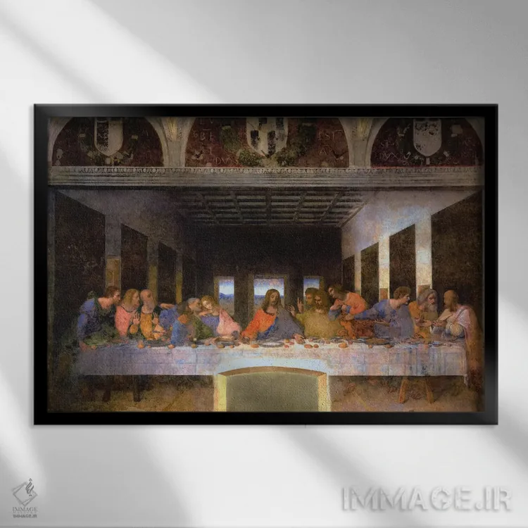 تابلو شام آخر، ۱۴۹۵-۱۴۹۸ اثر لئوناردو داوینچی (نقاش و مخترع ایتالیایی) - نمای قابدار مشکی