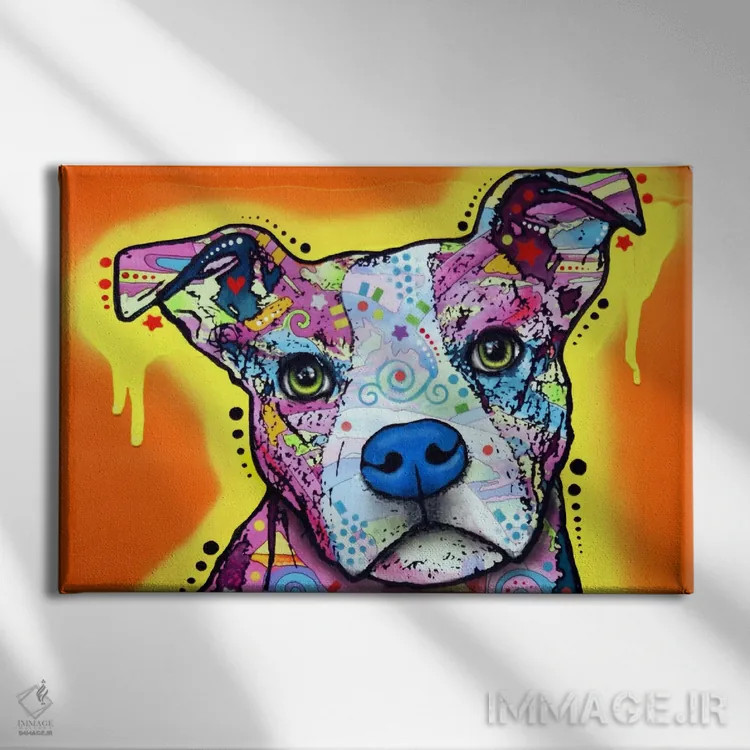 تابلو پیت بول جدی (سگ) اثر باور روسو - نمای روبهرو روی دیوار