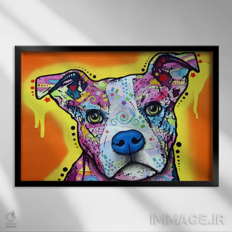 تابلو پیت بول جدی (سگ) اثر باور روسو - نمای قابدار مشکی