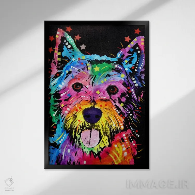 تابلو وستی (نژاد سگ) اثر باور روسو - نمای قابدار مشکی