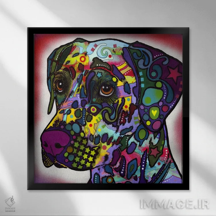 تابلو دالمیشین (نژاد سگ) اثر باور روسو - نمای قابدار مشکی