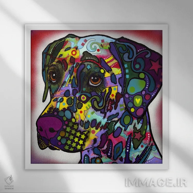 تابلو دالمیشین (نژاد سگ) اثر باور روسو - نمای قابدار سفید