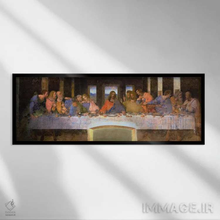 تابلو شام آخر اثر لئوناردو داوینچی (نقاش و مخترع ایتالیایی) - نمای قابدار مشکی