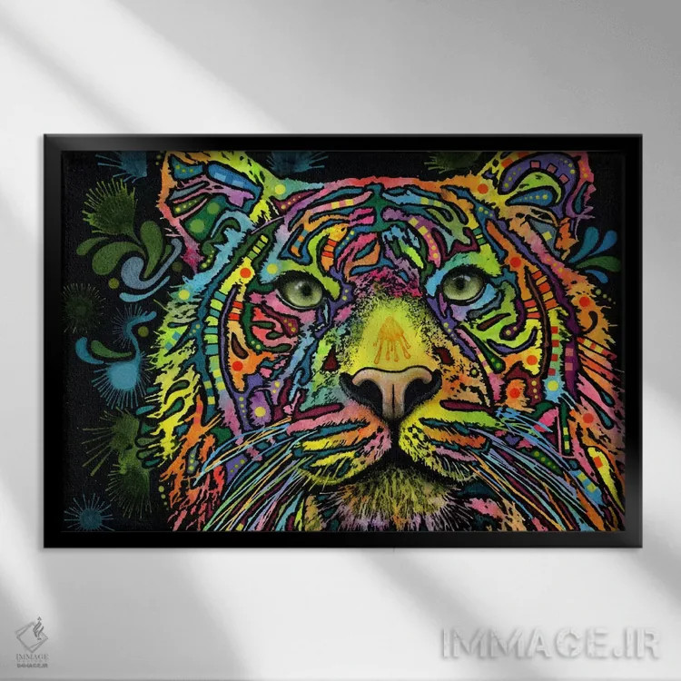 تابلو ببر اثر باور روسو - نمای قابدار مشکی