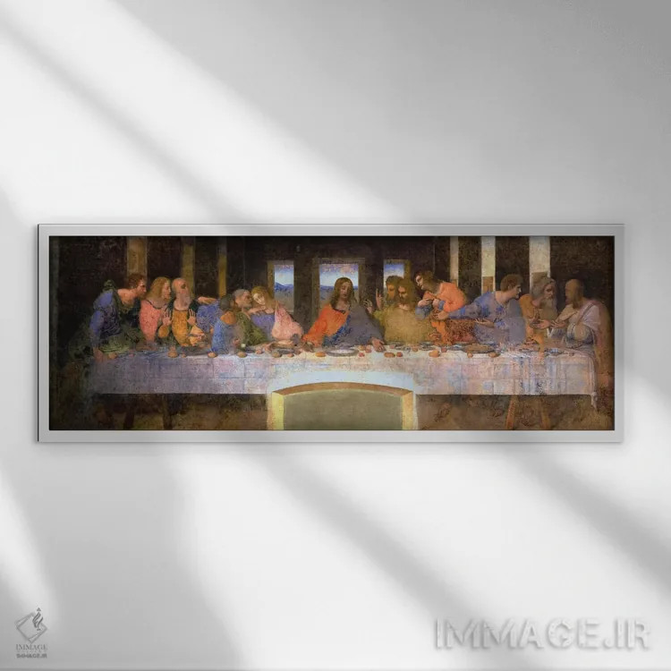 تابلو شام آخر اثر لئوناردو داوینچی (نقاش و مخترع ایتالیایی) - نمای قابدار سفید