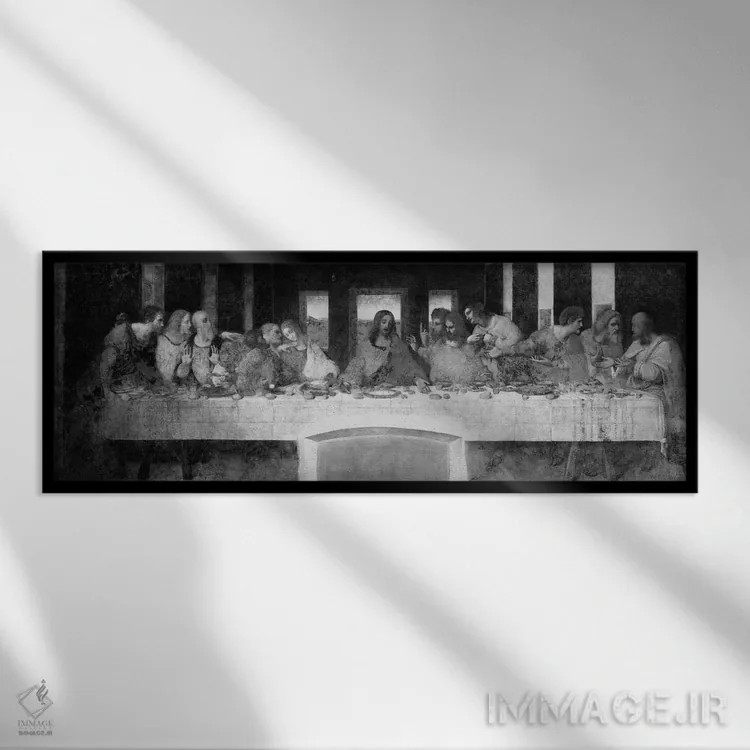 تابلو شام آخر II اثر لئوناردو داوینچی (نقاش و مخترع ایتالیایی) - نمای قابدار مشکی