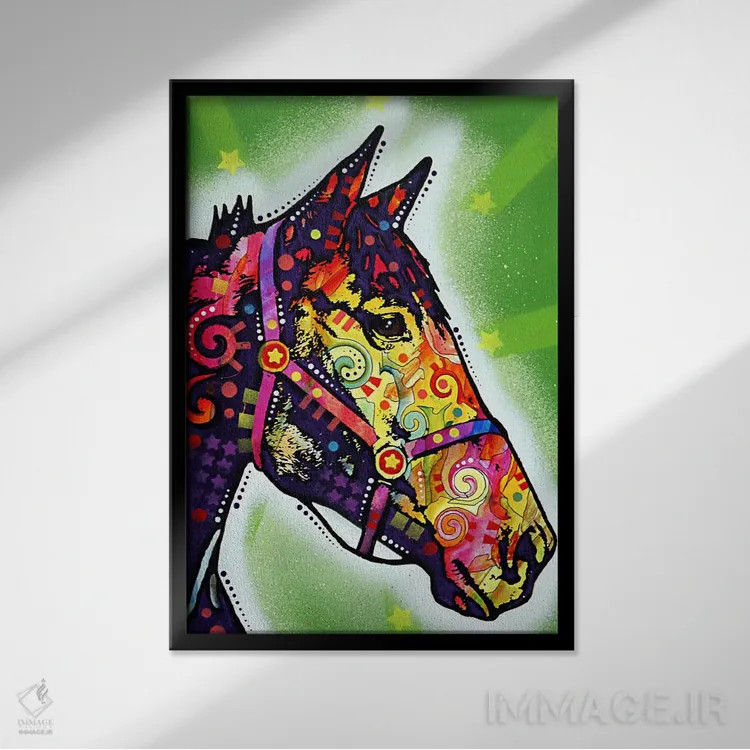 تابلو اسب اثر باور روسو - نمای قابدار مشکی