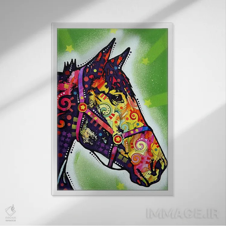 تابلو اسب اثر باور روسو - نمای قابدار سفید