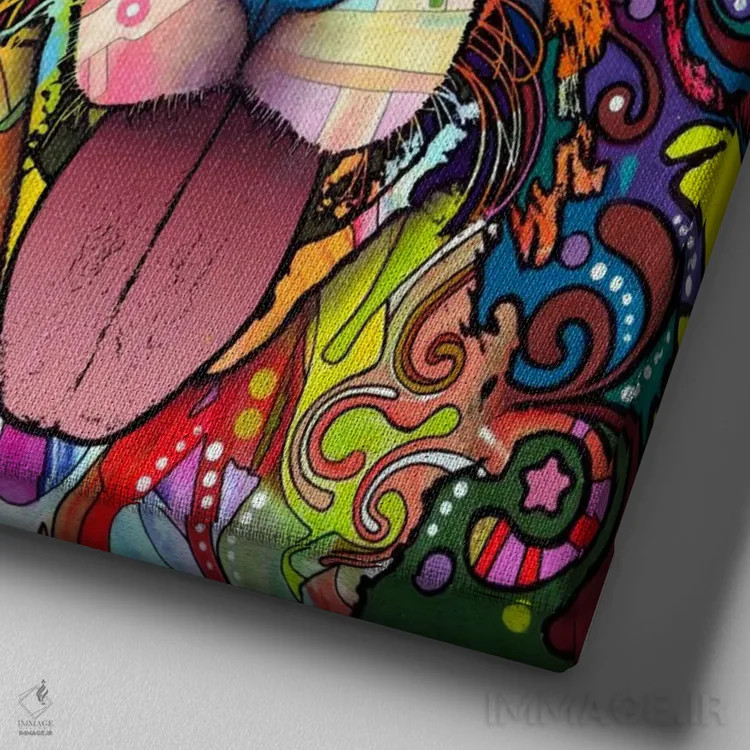 تابلو سگ کوهستانی برن اثر باور روسو - نمای نزدیک بافت بوم