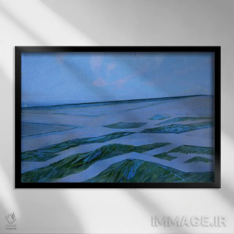 تابلو چشمانداز تپههای شنی، ۱۹۱۲ اثر پیت موندریان - نمای قابدار مشکی