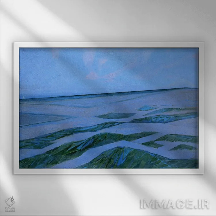 تابلو چشمانداز تپههای شنی، ۱۹۱۲ اثر پیت موندریان - نمای قابدار سفید