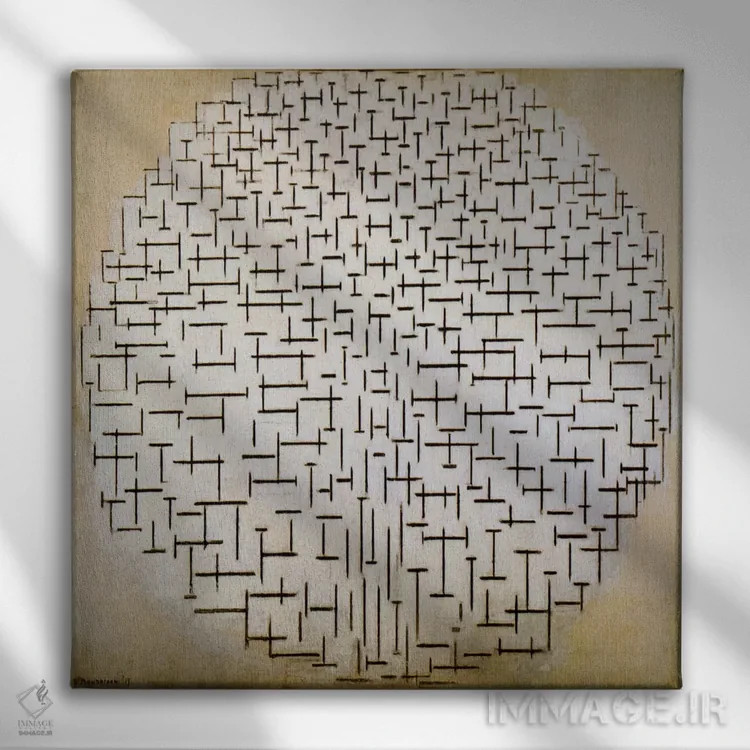 تابلو اسکله و اقیانوس اثر پیت موندریان - نمای روبهرو روی دیوار