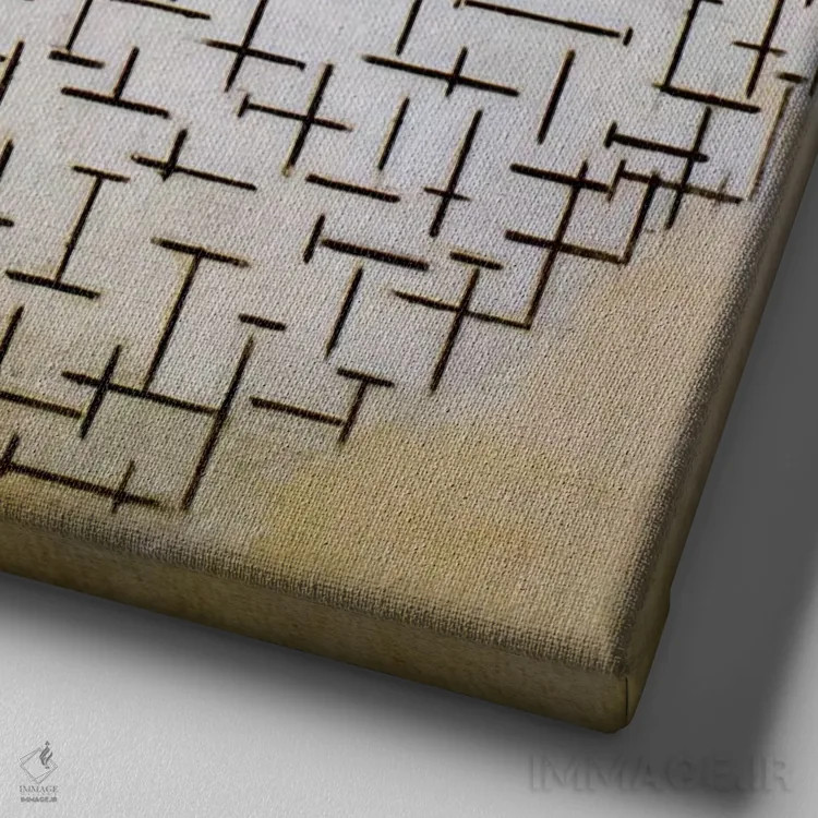 تابلو اسکله و اقیانوس اثر پیت موندریان - نمای نزدیک بافت بوم