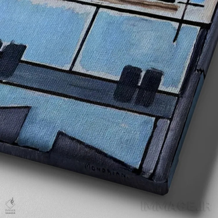 تابلو ترکیب شماره ۹، ۱۹۱۴ اثر پیت موندریان - نمای نزدیک بافت بوم