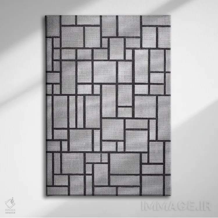 تابلو ترکیب در خاکستری، ۱۹۱۹ اثر پیت موندریان - نمای روبهرو روی دیوار
