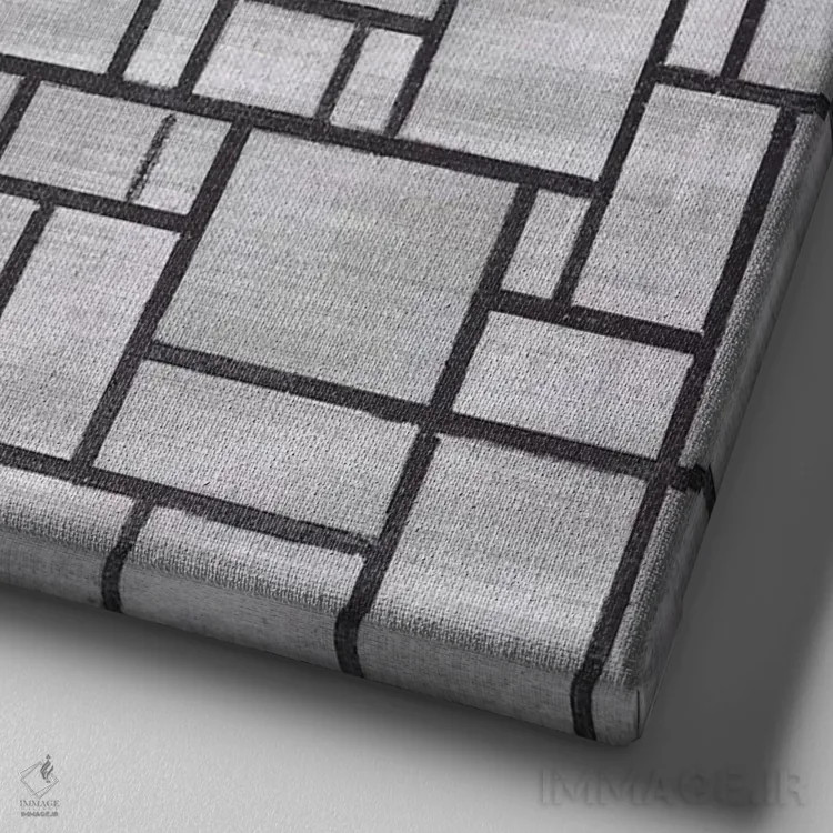 تابلو ترکیب در خاکستری، ۱۹۱۹ اثر پیت موندریان - نمای نزدیک بافت بوم