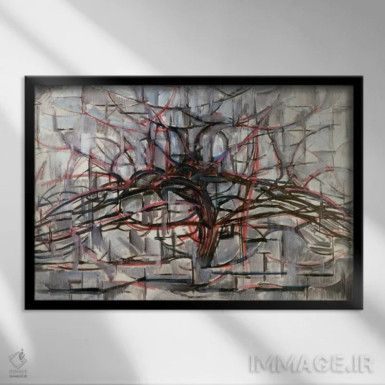 تابلو درخت، ۱۹۱۱ اثر پیت موندریان - نمای قابدار مشکی