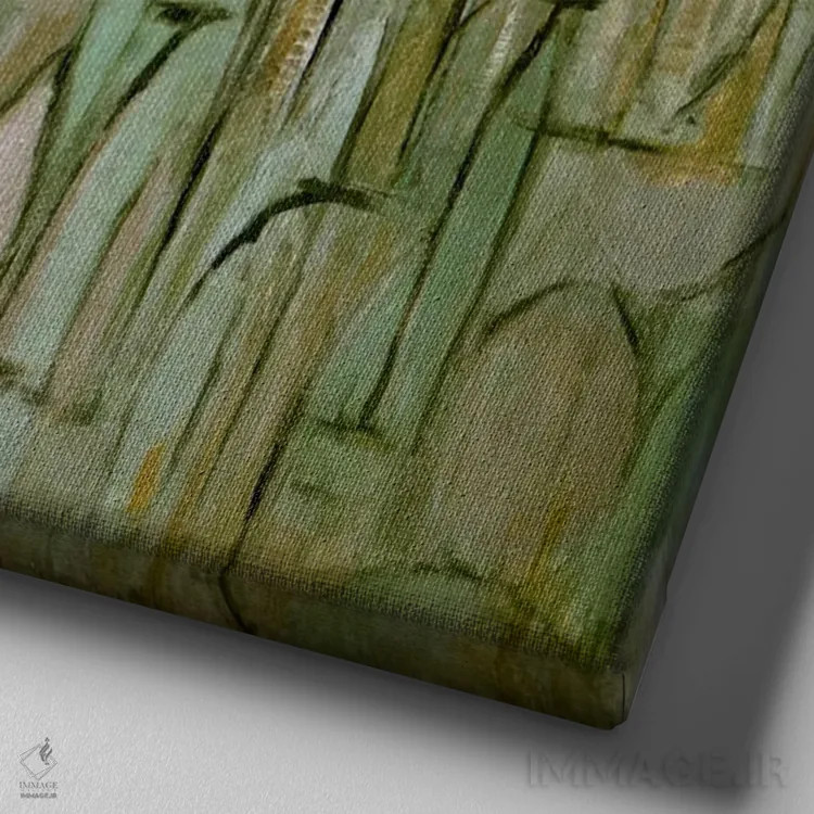 تابلو درخت، ۱۹۱۲ اثر پیت موندریان - نمای نزدیک بافت بوم