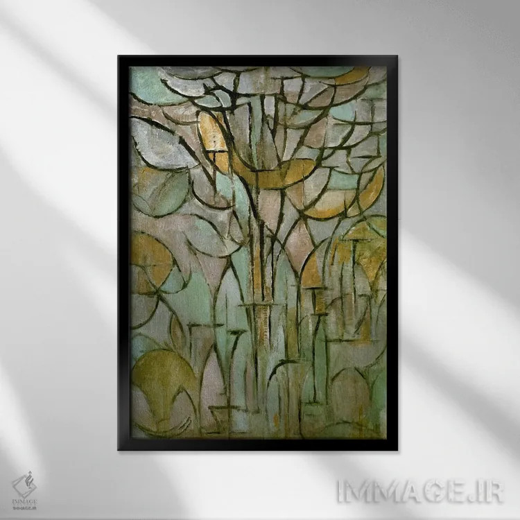 تابلو درخت، ۱۹۱۲ اثر پیت موندریان - نمای قابدار مشکی