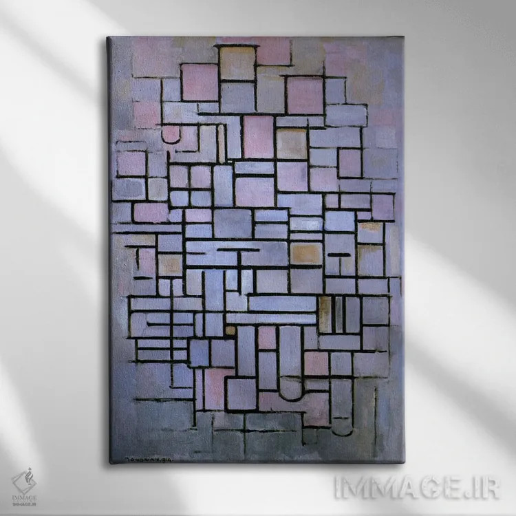 تابلو ترکیب شماره ۶، ۱۹۱۴ اثر پیت موندریان - نمای روبهرو روی دیوار