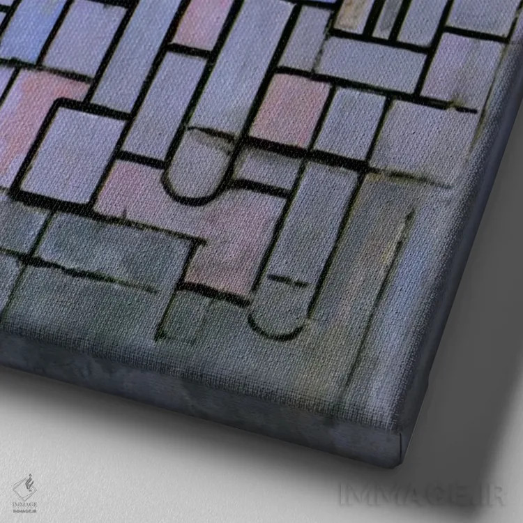 تابلو ترکیب شماره ۶، ۱۹۱۴ اثر پیت موندریان - نمای نزدیک بافت بوم