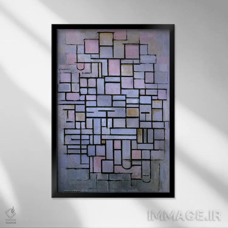 تابلو ترکیب شماره ۶، ۱۹۱۴ اثر پیت موندریان - نمای قابدار مشکی