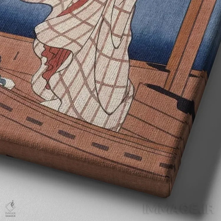 تابلو خنکی عصر و آتشبازی بزرگ در ریوگوکو (صفحه دوم سهلتی) اثر اوتاگاوا هیروشگه (نقاش و چاپگر ژاپنی اوکییو-ئه) - نمای نزدیک بافت بوم