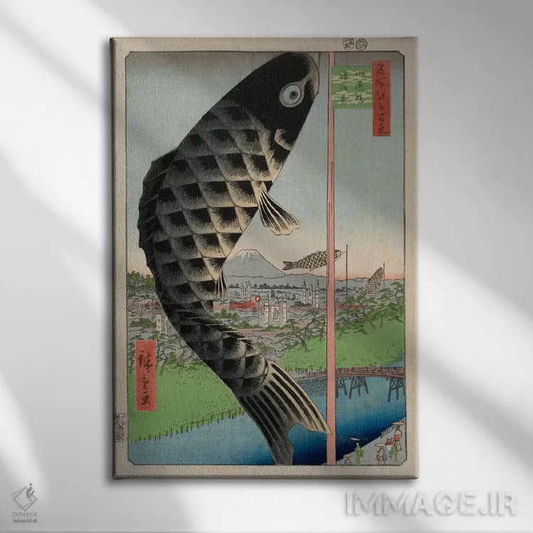 تابلو پل سویدو و سورودای اثر اوتاگاوا هیروشگه (نقاش و چاپگر ژاپنی اوکییو-ئه) - نمای روبهرو روی دیوار